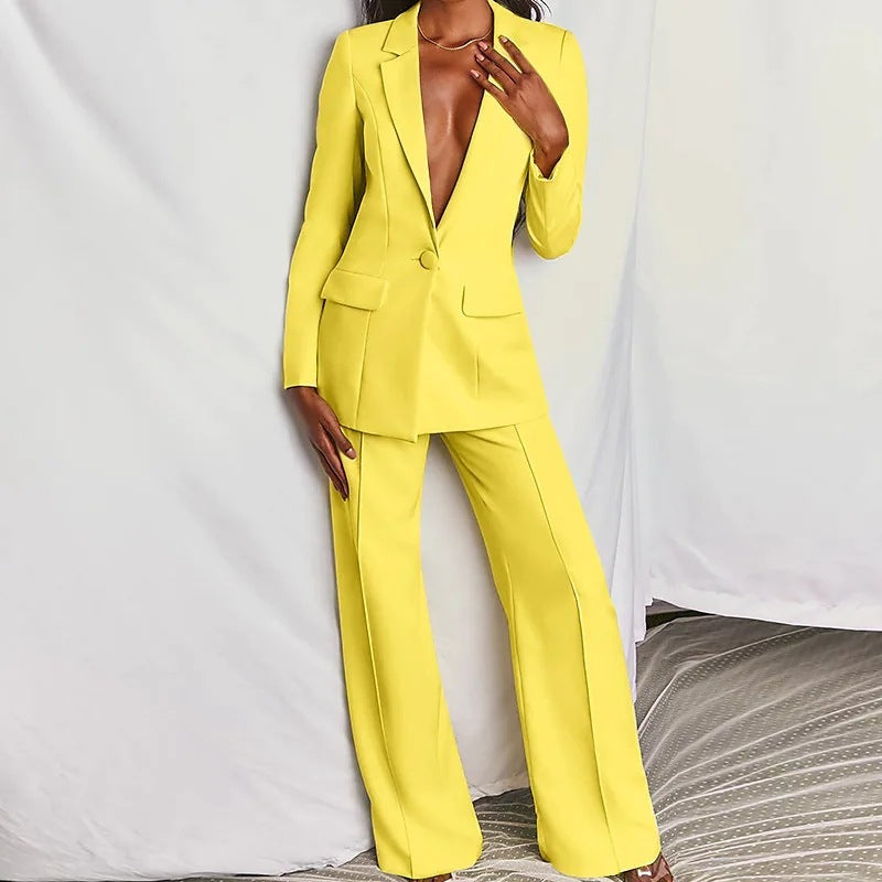 Elegant 2-Piece Women´s Blazer and Pants Set - Spring & Autumn Lady Style