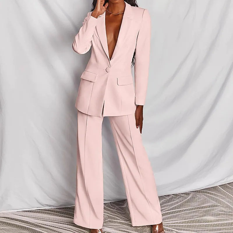 Elegant 2-Piece Women´s Blazer and Pants Set - Spring & Autumn Lady Style