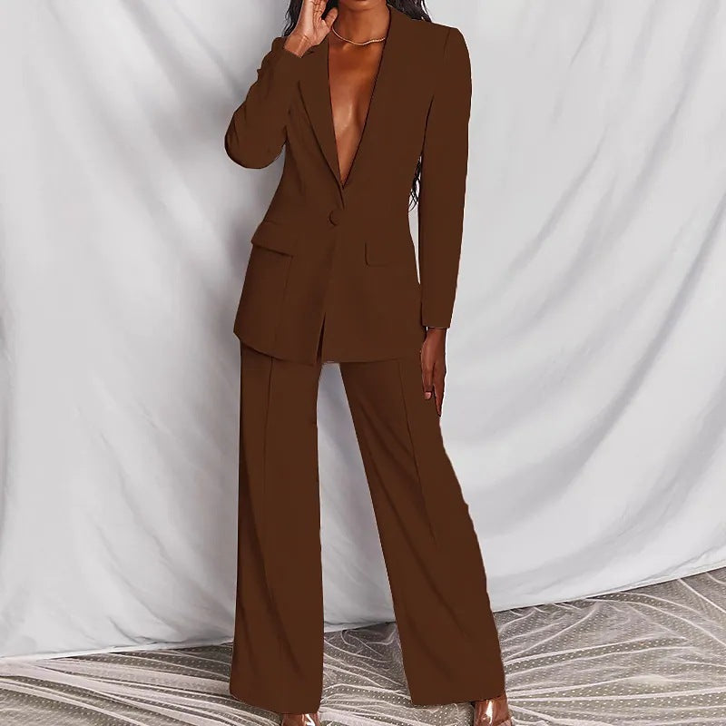 Elegant 2-Piece Women´s Blazer and Pants Set - Spring & Autumn Lady Style