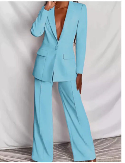Elegant 2-Piece Women´s Blazer and Pants Set - Spring & Autumn Lady Style
